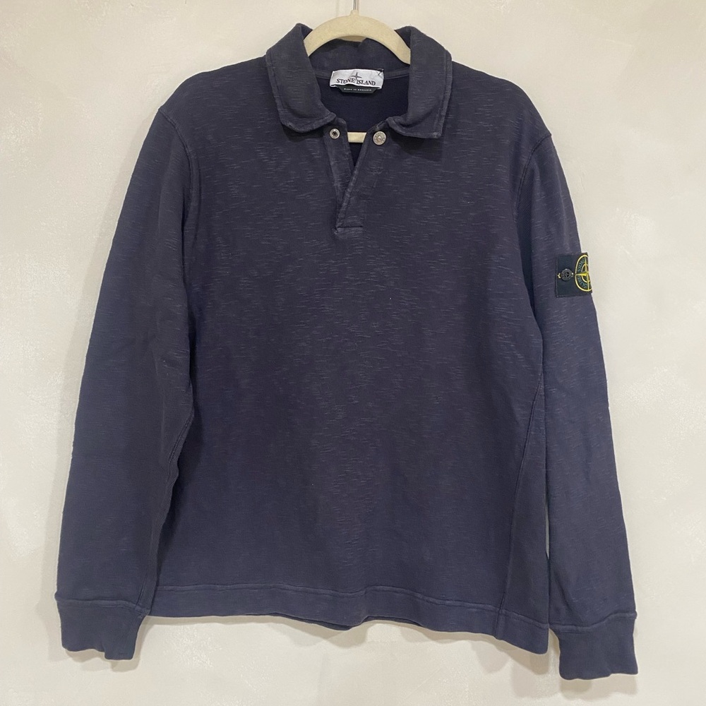 STONE ISLAND VANISÉ BRUSHED HEAVY COTTON JERSEY POLO INK Medium